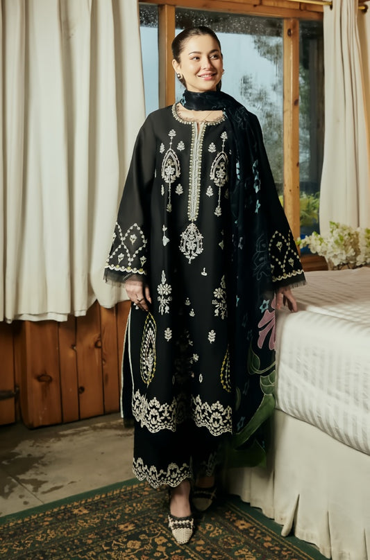 Zara Shah Jahan - 3PC Unstiched Lawn Embroidered Shirt with Slub Net Dupatta - FP1097