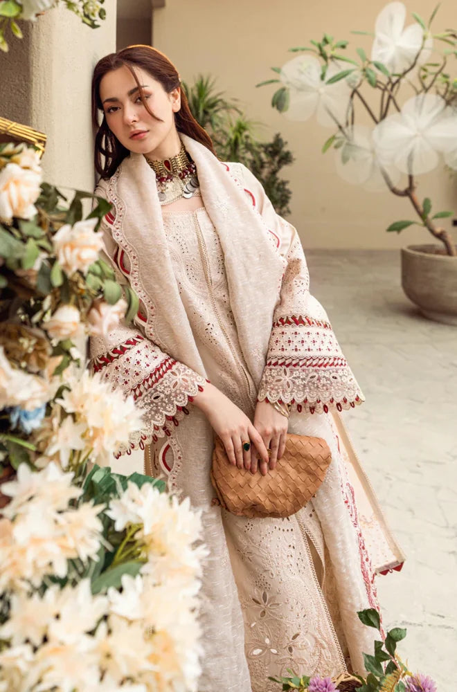 Qalamkar - 3PC Lawn Embroidered Shirt with Embroidered Slub Net Dupatta (Unstitched) - FP1327