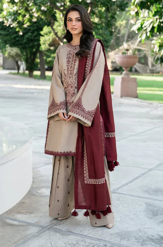 Baroque - 3PC Lawn Embroidered Shirt with Embroidered Chiffon Dupatta (Unstitched) - FP1318