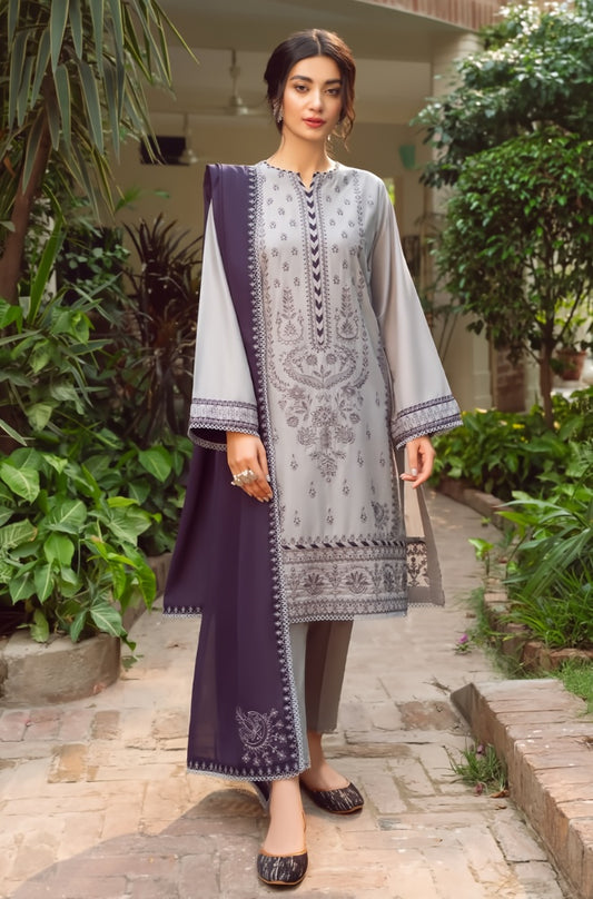 Jazmin - 3PC Lawn Embroidered Shirt with Chiffon Embroidered Dupatta and Trousers - FP0720