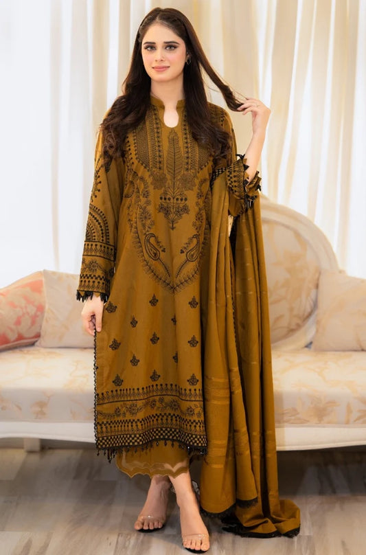 Libaas - 3PC Lawn Embroidered Shirt with Embroidered Chiffon Dupatta (Unstitched) - FP1317