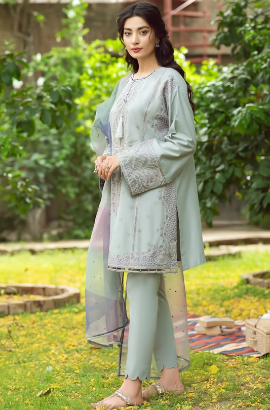 Jazmin - 3PC Lawn Embroidered Shirt with Printed Organza Dupatta - FP0722