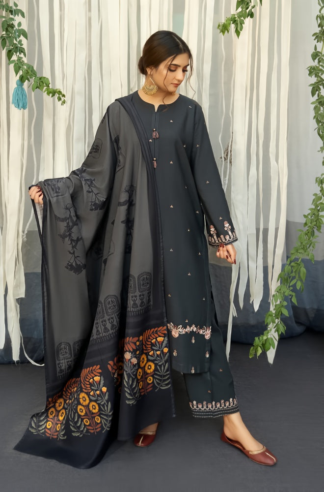 Urge - 3PC Lawn Embroidered Shirt with Printed Cotton Net Dupatta (Unstitched) - FP1322